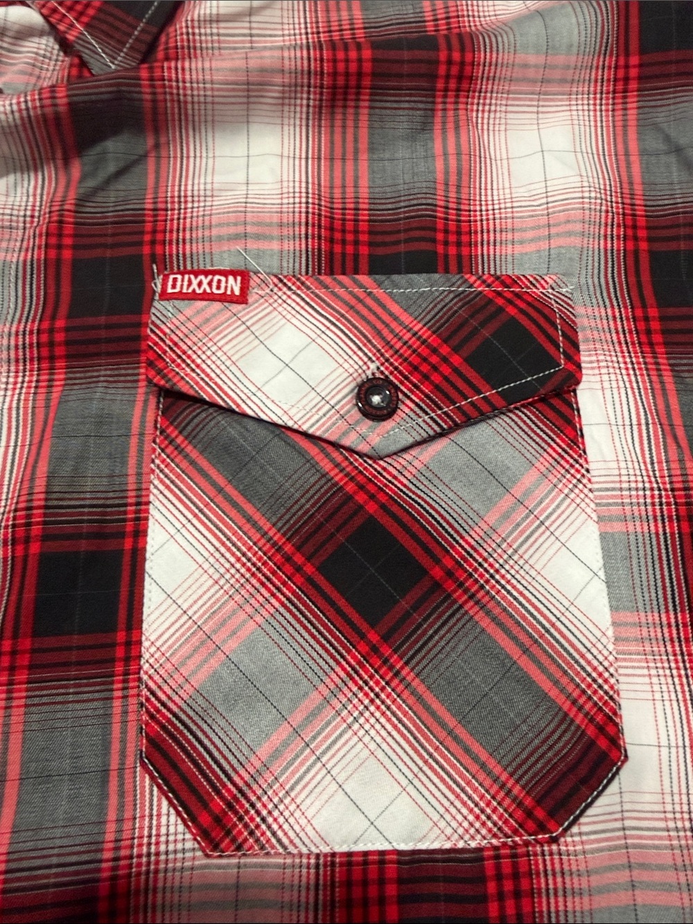 DIXXON Red, Black & White Plaid Casual Button-Down Shirt - Picture 3 of 6
